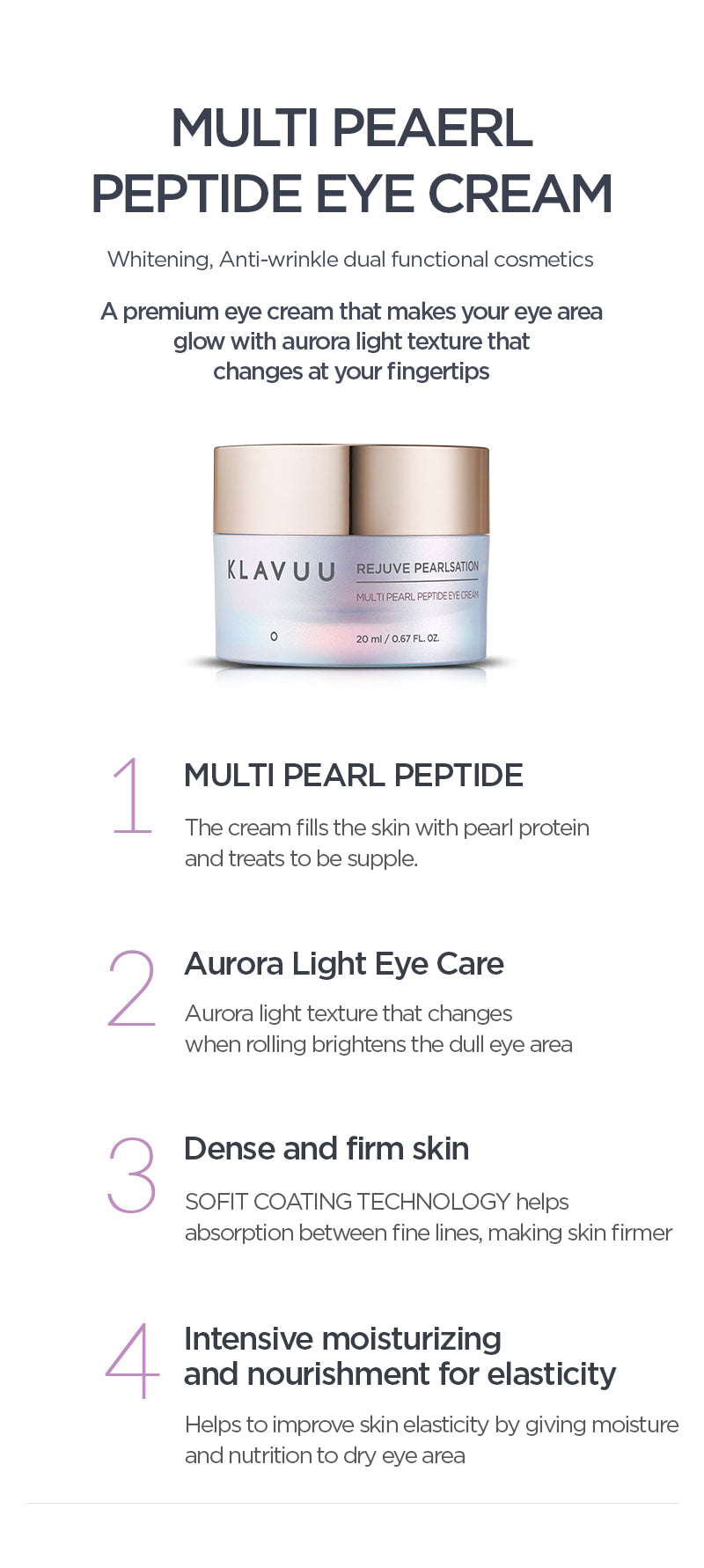 Klavuu Resuve Pearlsation Multi Pearl Peptide Eye Cream