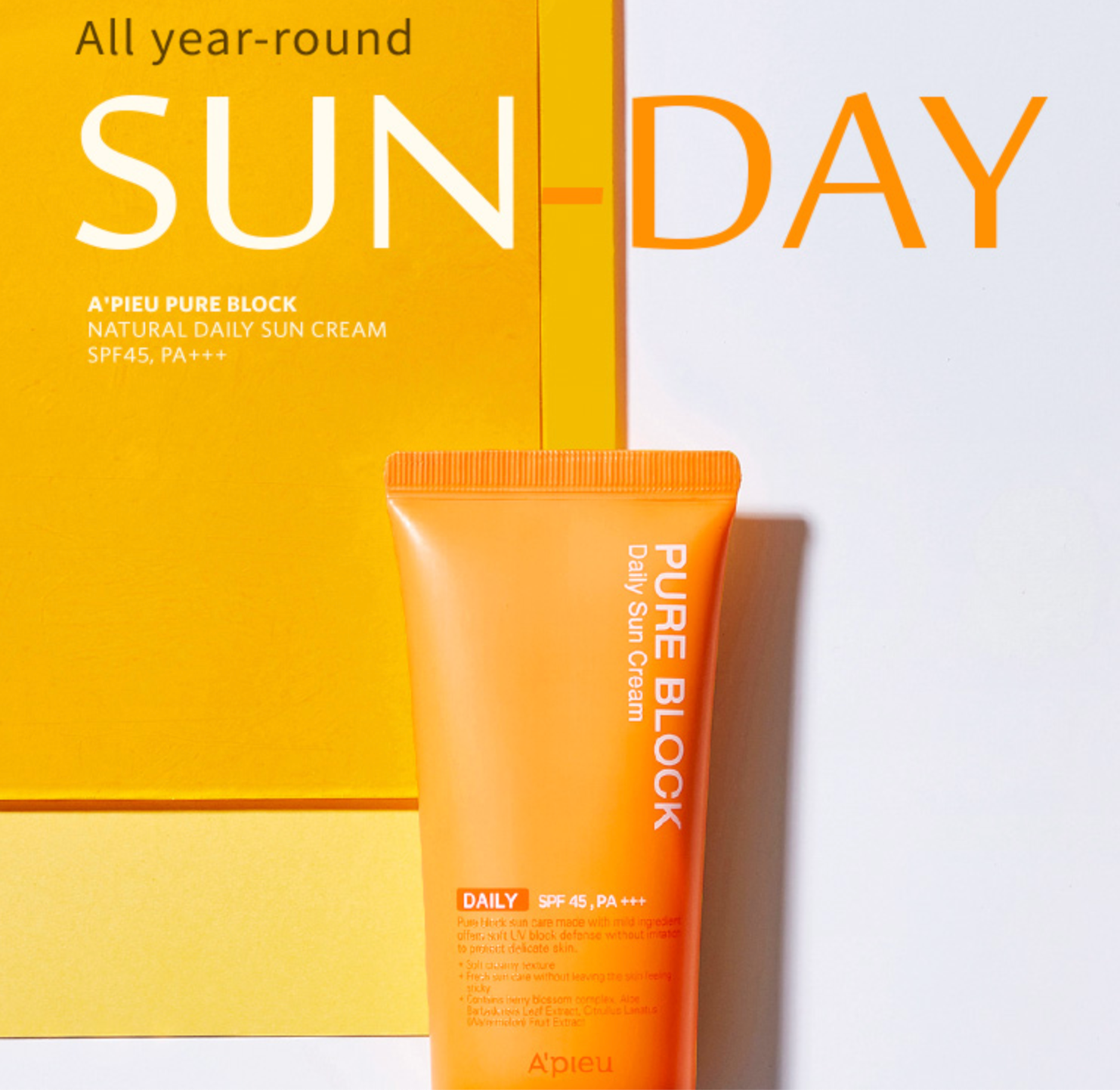 A'PIEU Pure Block Natural Daily Sun Cream SPF45/PA+++ 100ML